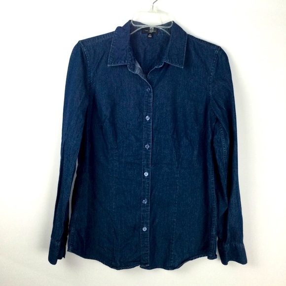The Limited Tops - The Limited Denim chambray Button-Up Shirt womens size M